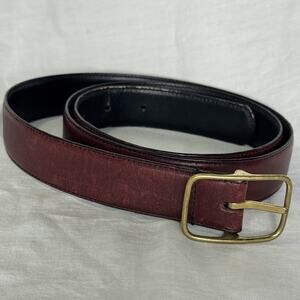 Vintage Men’s Leather Belt Solid Brass Buckle Brown 40 Unbranded Classic 90s